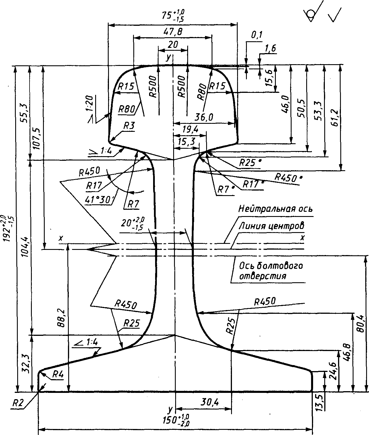 Чертеж рельсы р65