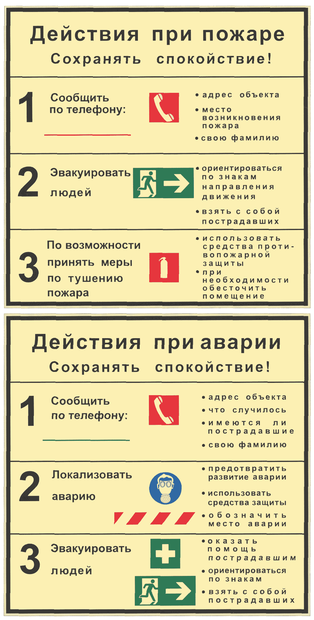 План действий при пожаре на предприятии образец