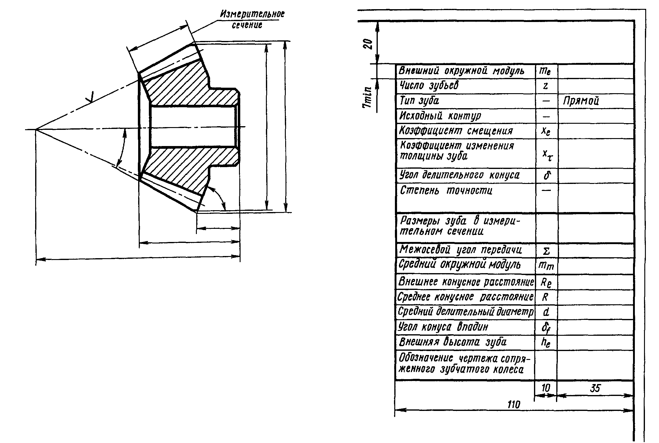 Шестерни конические чертеж