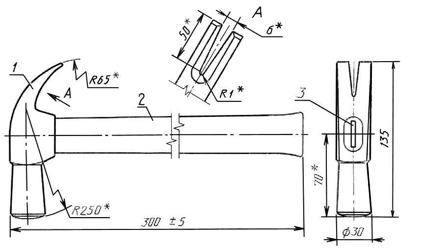 Технический рисунок молотка