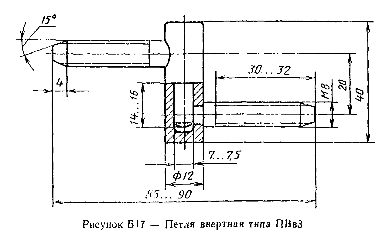 Петля ввертная ПВВ-2 чертеж с размерами